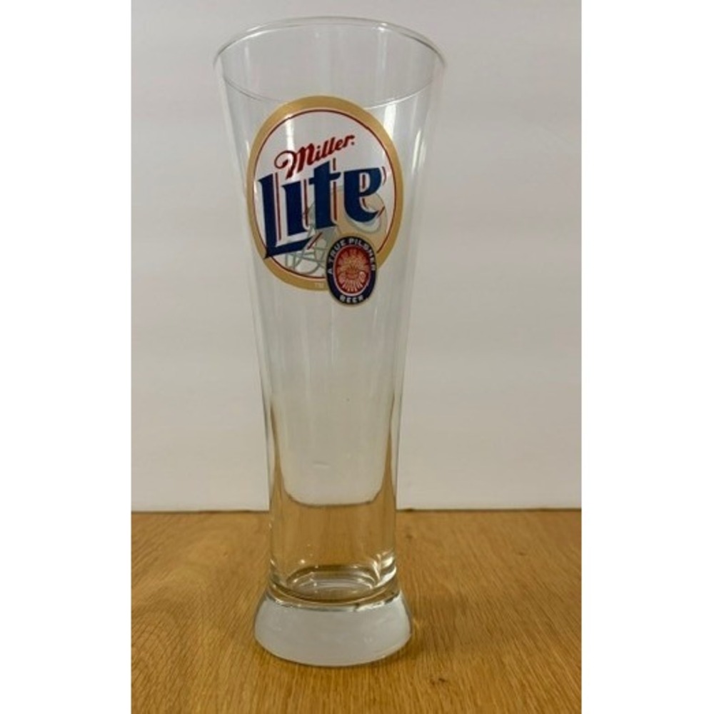 Miller Lite Pilsner Glass Green Bay Packers 16 oz Clear Good NFL Barware